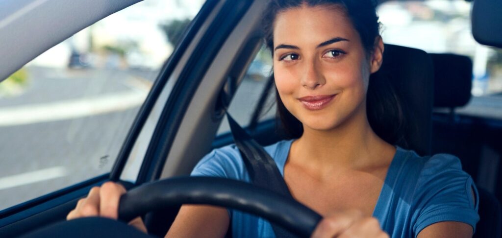 Woman driving a car